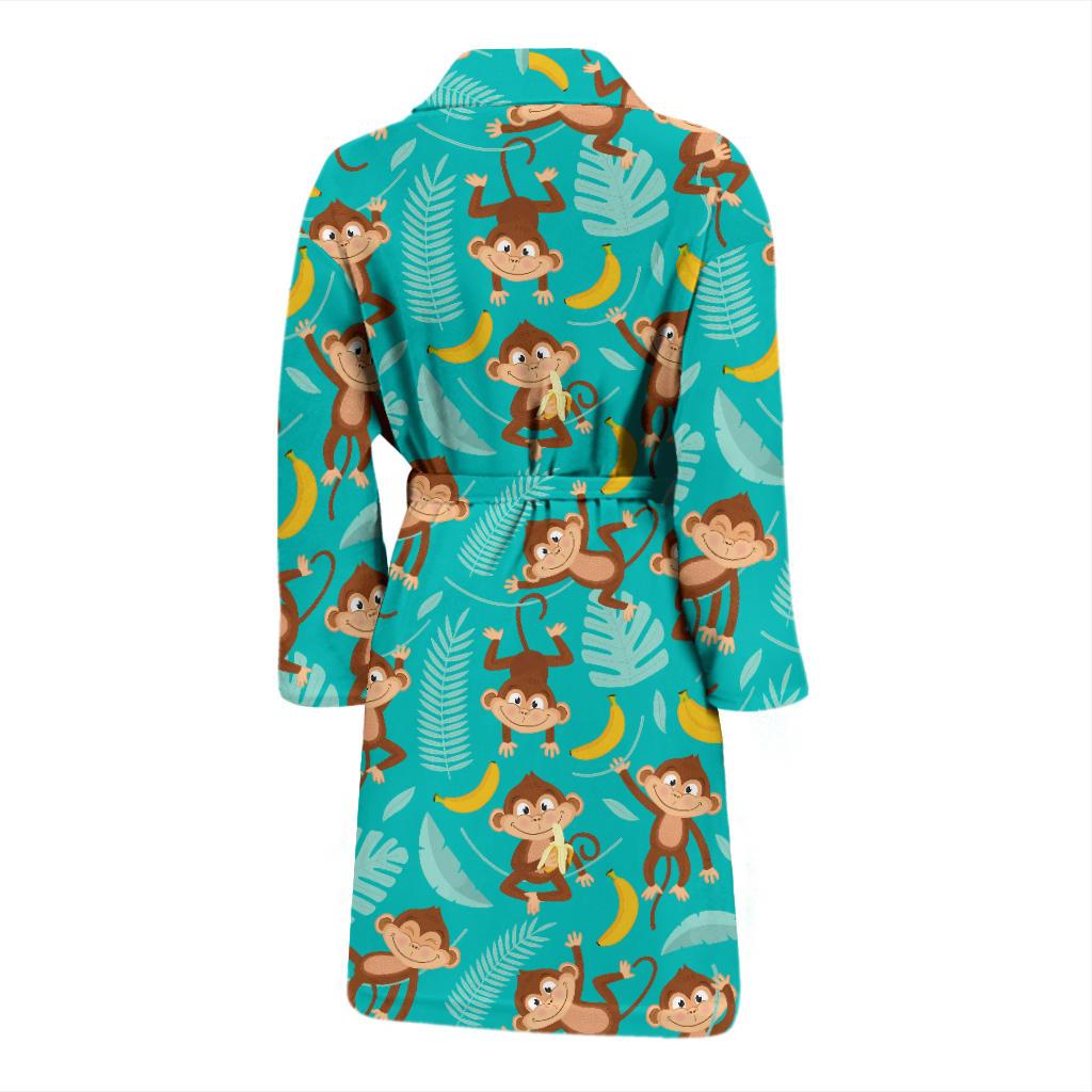 Monkey Happy Design Themed Print Men Bath Robe-JTAMIGO.COM