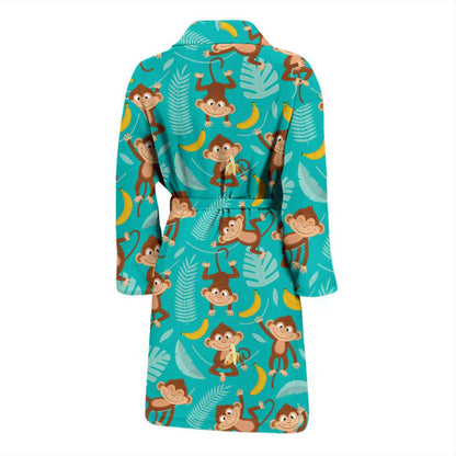 Monkey Happy Design Themed Print Men Bath Robe-JTAMIGO.COM