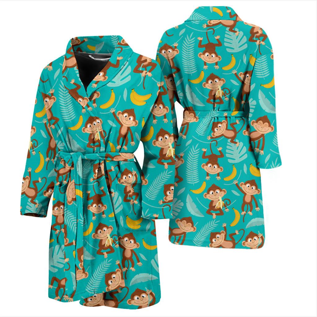 Monkey Happy Design Themed Print Men Bath Robe-JTAMIGO.COM