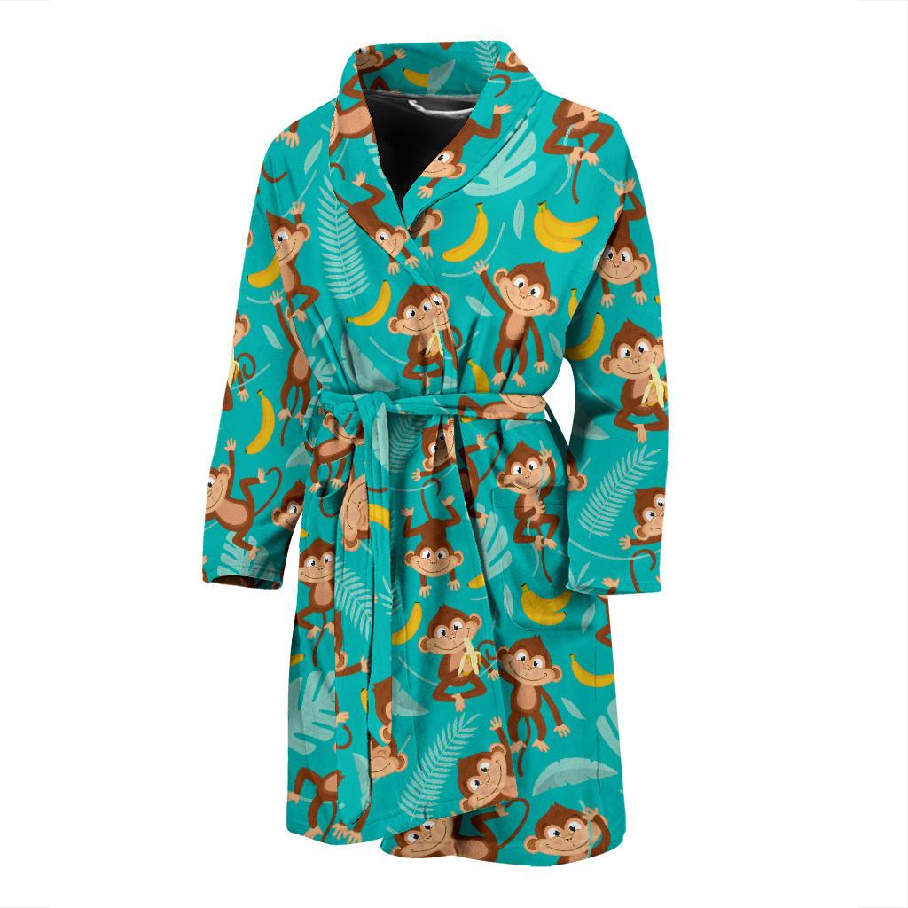 Monkey Happy Design Themed Print Men Bath Robe-JTAMIGO.COM