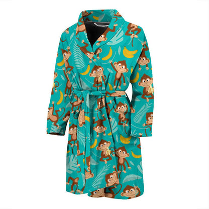 Monkey Happy Design Themed Print Men Bath Robe-JTAMIGO.COM