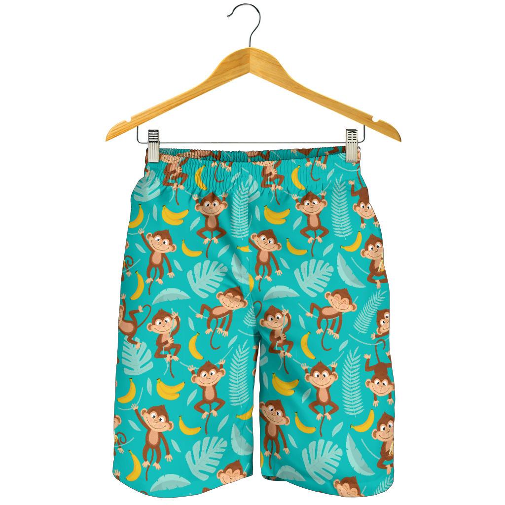 Monkey Happy Design Themed Print Mens Shorts-JTAMIGO.COM