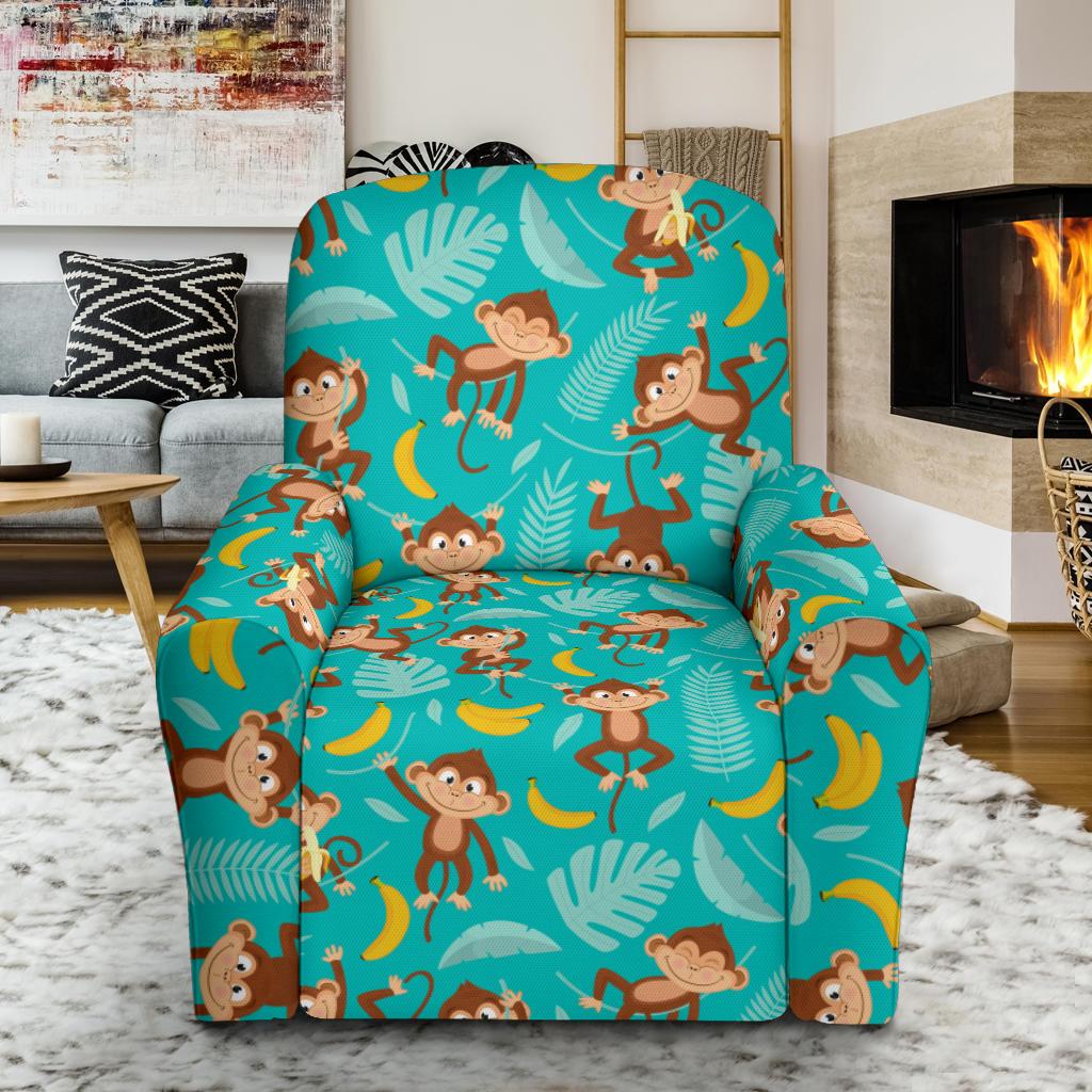 Monkey Happy Design Themed Print Single Sofa Slipcover -JTAMIGO.COM