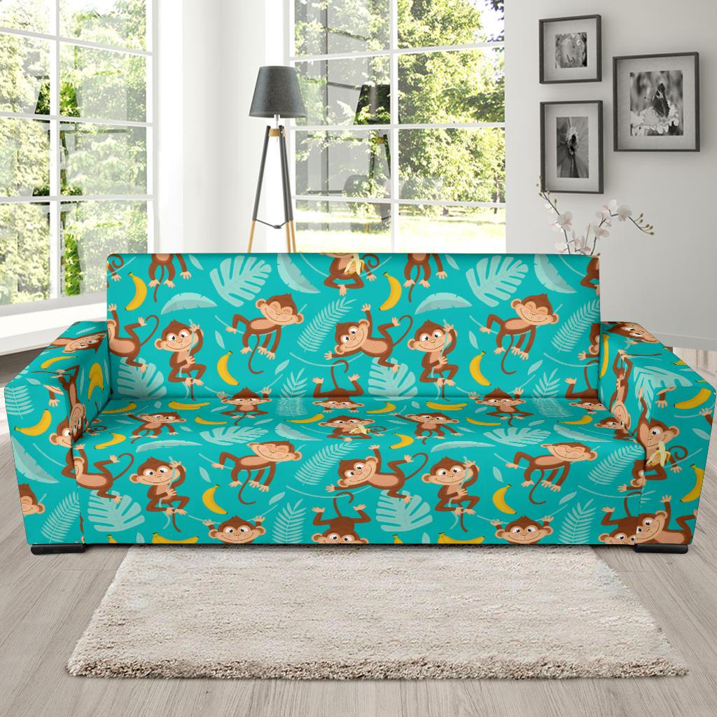 Monkey Happy Design Themed Print Sofa Slipcover-JTAMIGO.COM