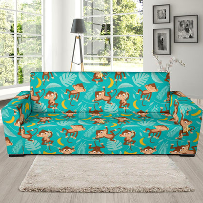 Monkey Happy Design Themed Print Sofa Slipcover-JTAMIGO.COM