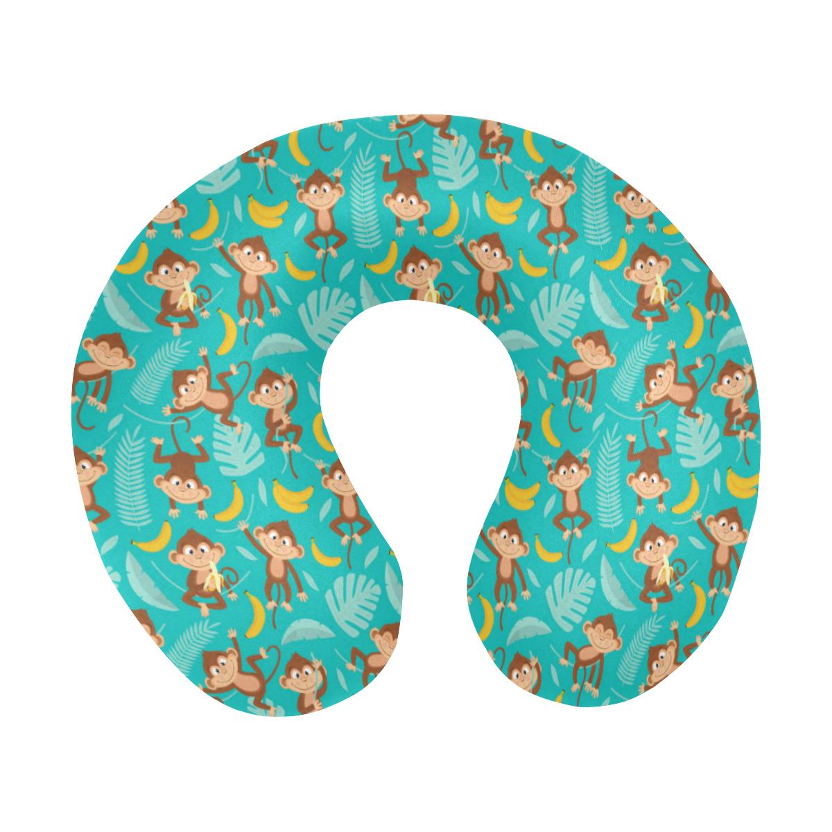 Monkey Happy Design Themed Print U-Shaped Travel Neck Pillow-JTAMIGO.COM