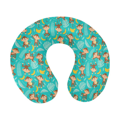 Monkey Happy Design Themed Print U-Shaped Travel Neck Pillow-JTAMIGO.COM
