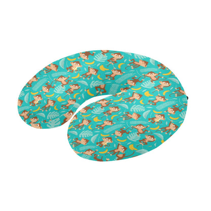 Monkey Happy Design Themed Print U-Shaped Travel Neck Pillow-JTAMIGO.COM