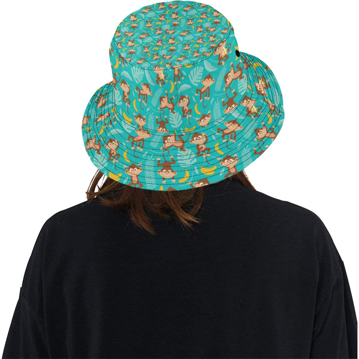 Monkey Happy Design Themed Print Unisex Bucket Hat