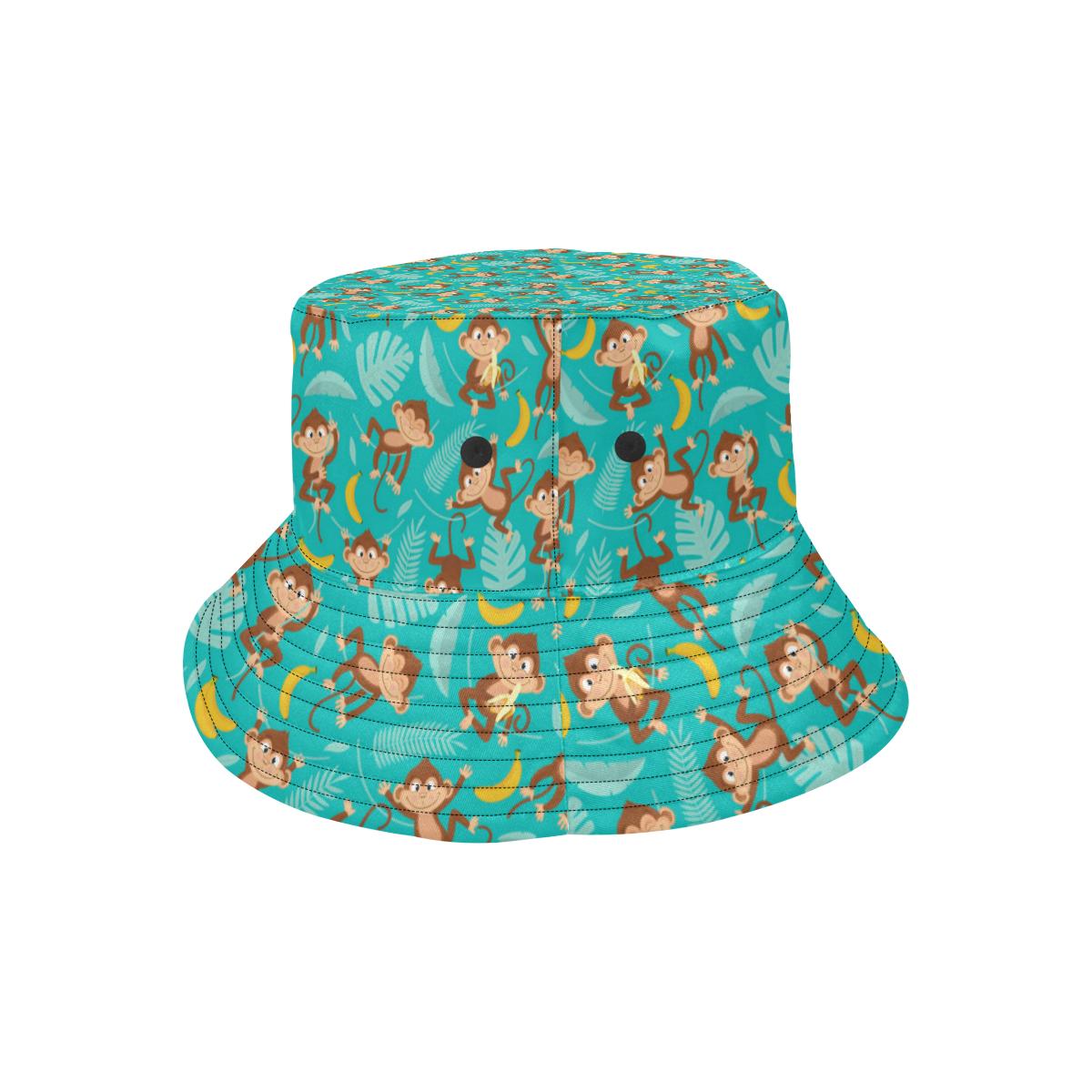 Monkey Happy Design Themed Print Unisex Bucket Hat