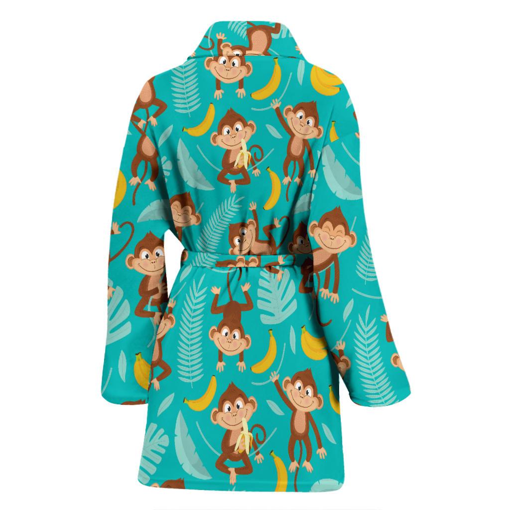 Monkey Happy Design Themed Print Women Bath Robe-JTAMIGO.COM