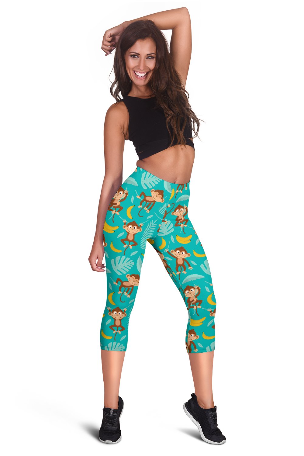 Monkey Happy Design Themed Print Women Capris
