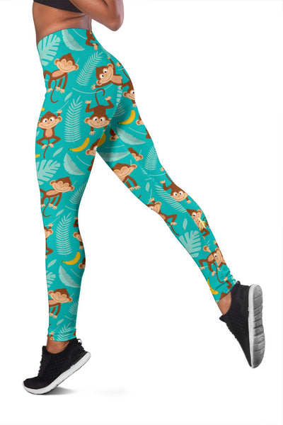 Monkey Happy Design Themed Print Women Leggings