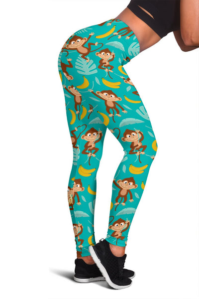 Monkey Happy Design Themed Print Women Leggings