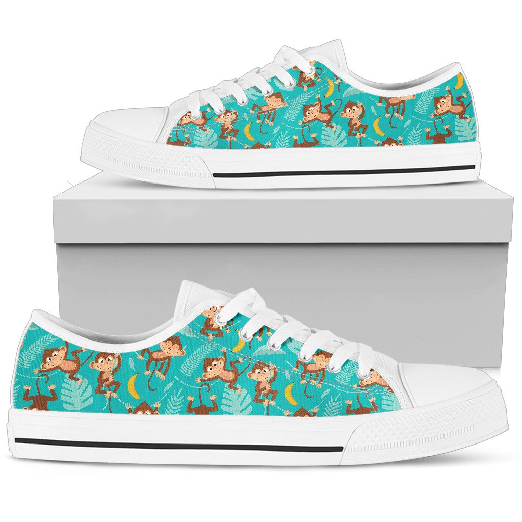 Monkey Happy Design Themed Print Women Low Top Shoes