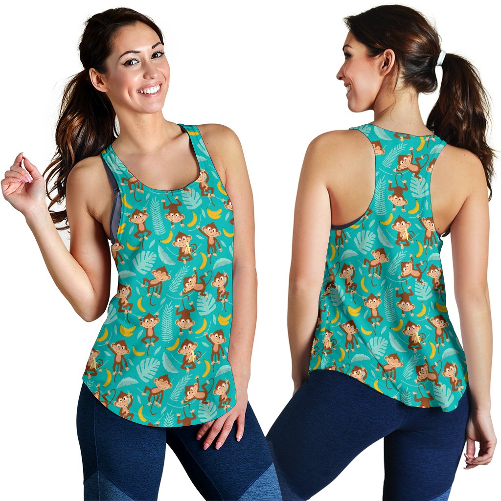 Monkey Happy Design Themed Print Women Racerback Tank Top