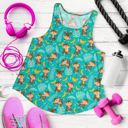Monkey Happy Design Themed Print Women Racerback Tank Top