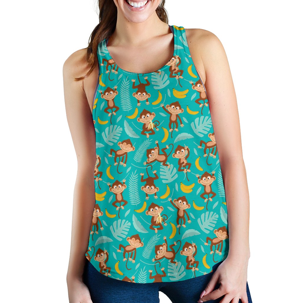 Monkey Happy Design Themed Print Women Racerback Tank Top