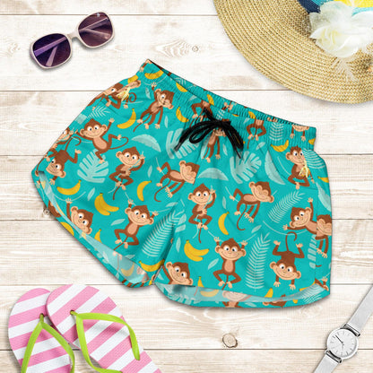 Monkey Happy Design Themed Print Women Shorts-JTAMIGO.COM
