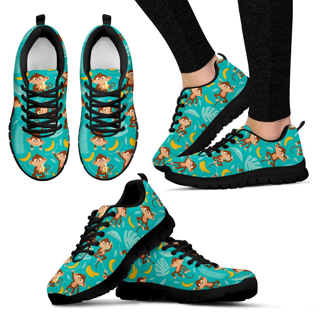 Monkey Happy Design Themed Print Women Sneakers Shoes