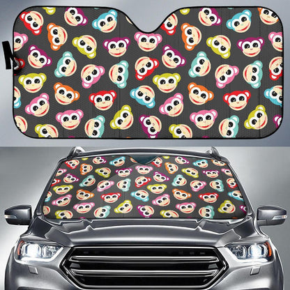 Monkey Head Design Themed Print Car Sun Shade For Windshield