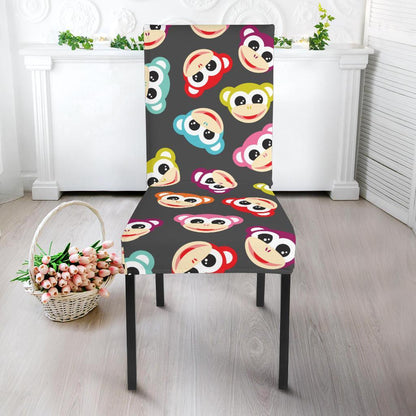 Monkey Head Design Themed Print Dining Chair Slipcover-JTAMIGO.COM