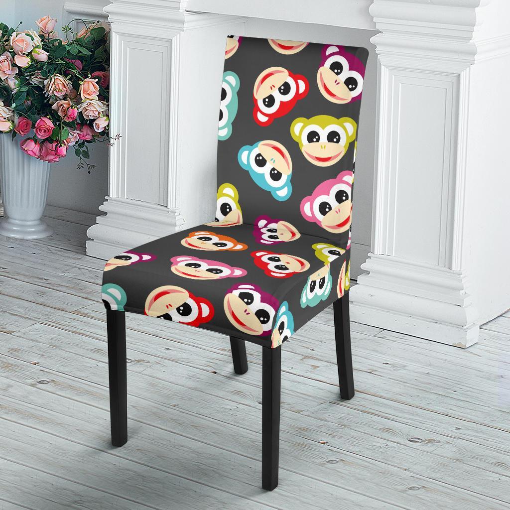 Monkey Head Design Themed Print Dining Chair Slipcover-JTAMIGO.COM