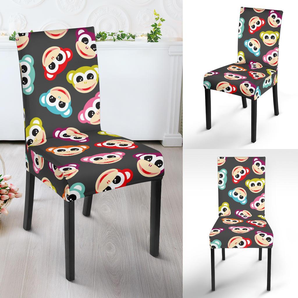 Monkey Head Design Themed Print Dining Chair Slipcover-JTAMIGO.COM