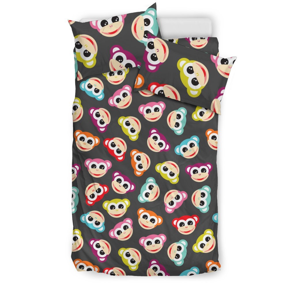Monkey Head Design Themed Print Duvet Cover Bedding Set
