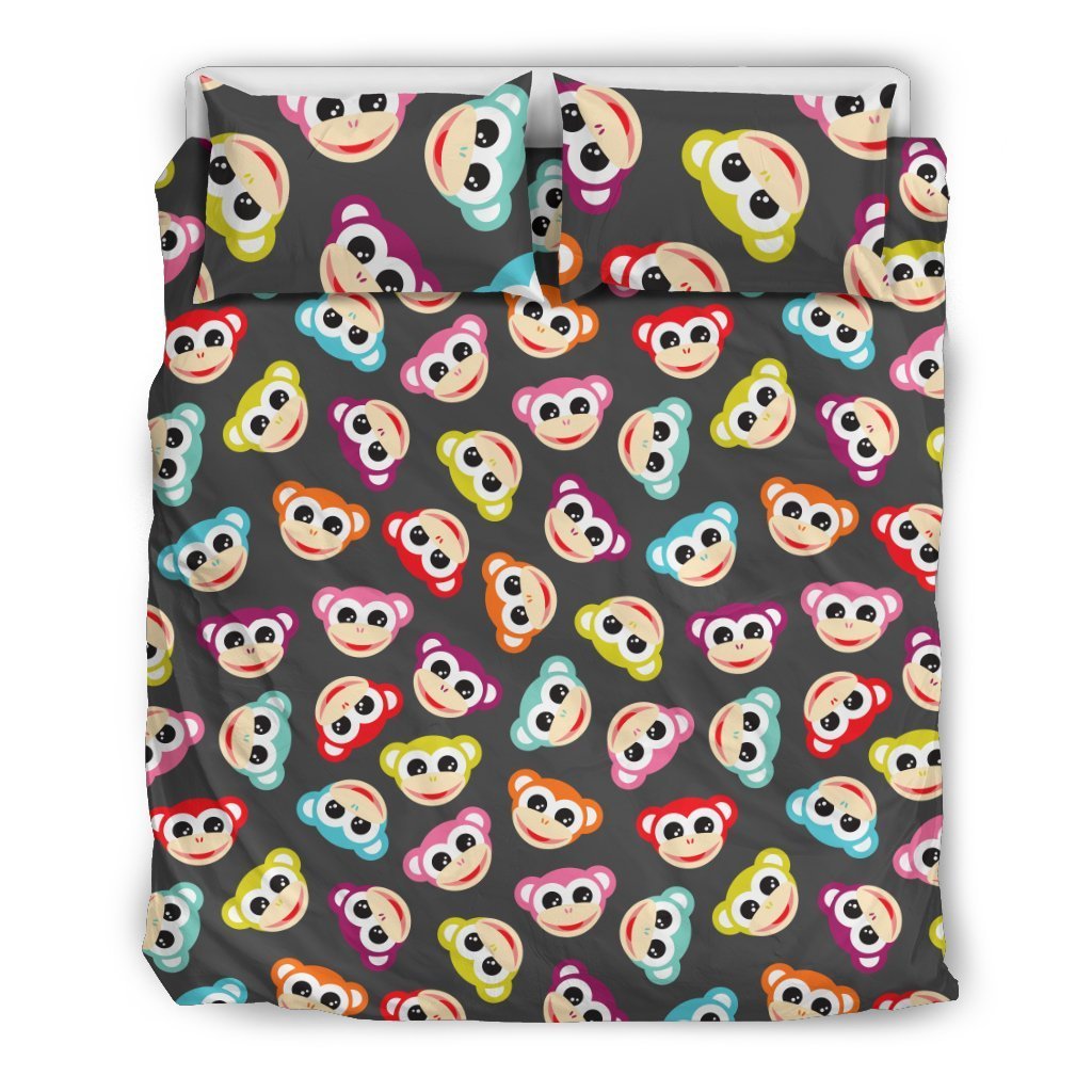 Monkey Head Design Themed Print Duvet Cover Bedding Set