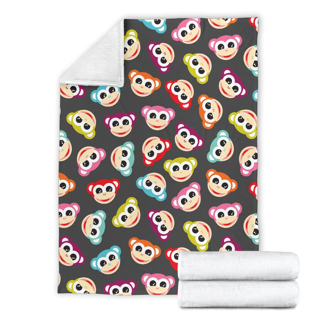 Monkey Head Design Themed Print Fleece Blanket