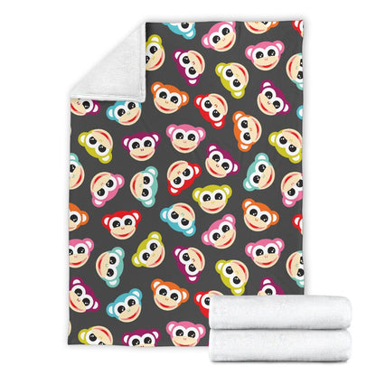 Monkey Head Design Themed Print Fleece Blanket