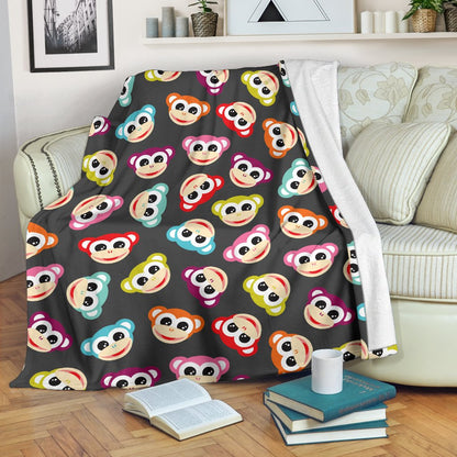 Monkey Head Design Themed Print Fleece Blanket