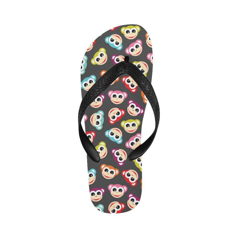 Monkey Head Design Themed Print Flip Flops-JTAMIGO.COM