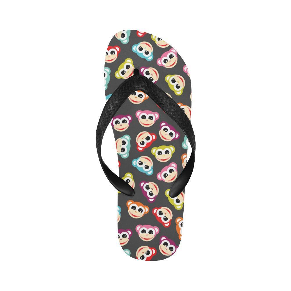 Monkey Head Design Themed Print Flip Flops-JTAMIGO.COM
