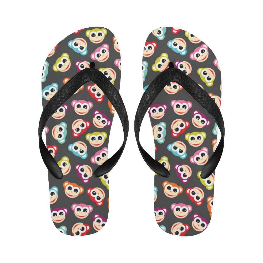 Monkey Head Design Themed Print Flip Flops-JTAMIGO.COM