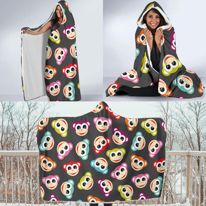 Monkey Head Design Themed Print Hooded Blanket-JTAMIGO.COM