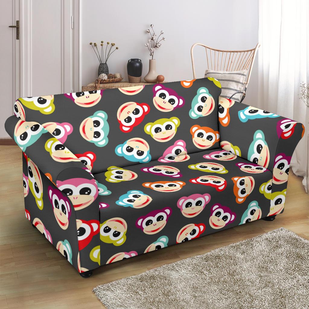 Monkey Head Design Themed Print Loveseat Slipcover-JTAMIGO.COM