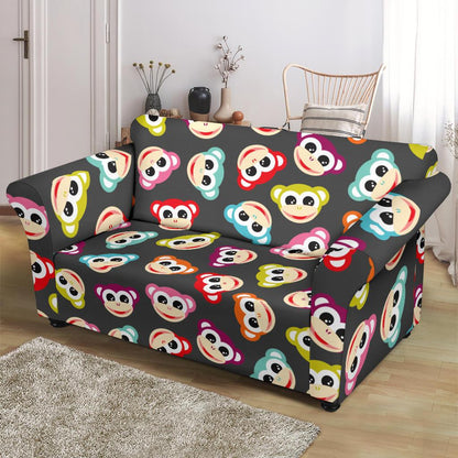 Monkey Head Design Themed Print Loveseat Slipcover-JTAMIGO.COM