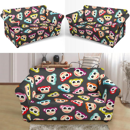 Monkey Head Design Themed Print Loveseat Slipcover-JTAMIGO.COM