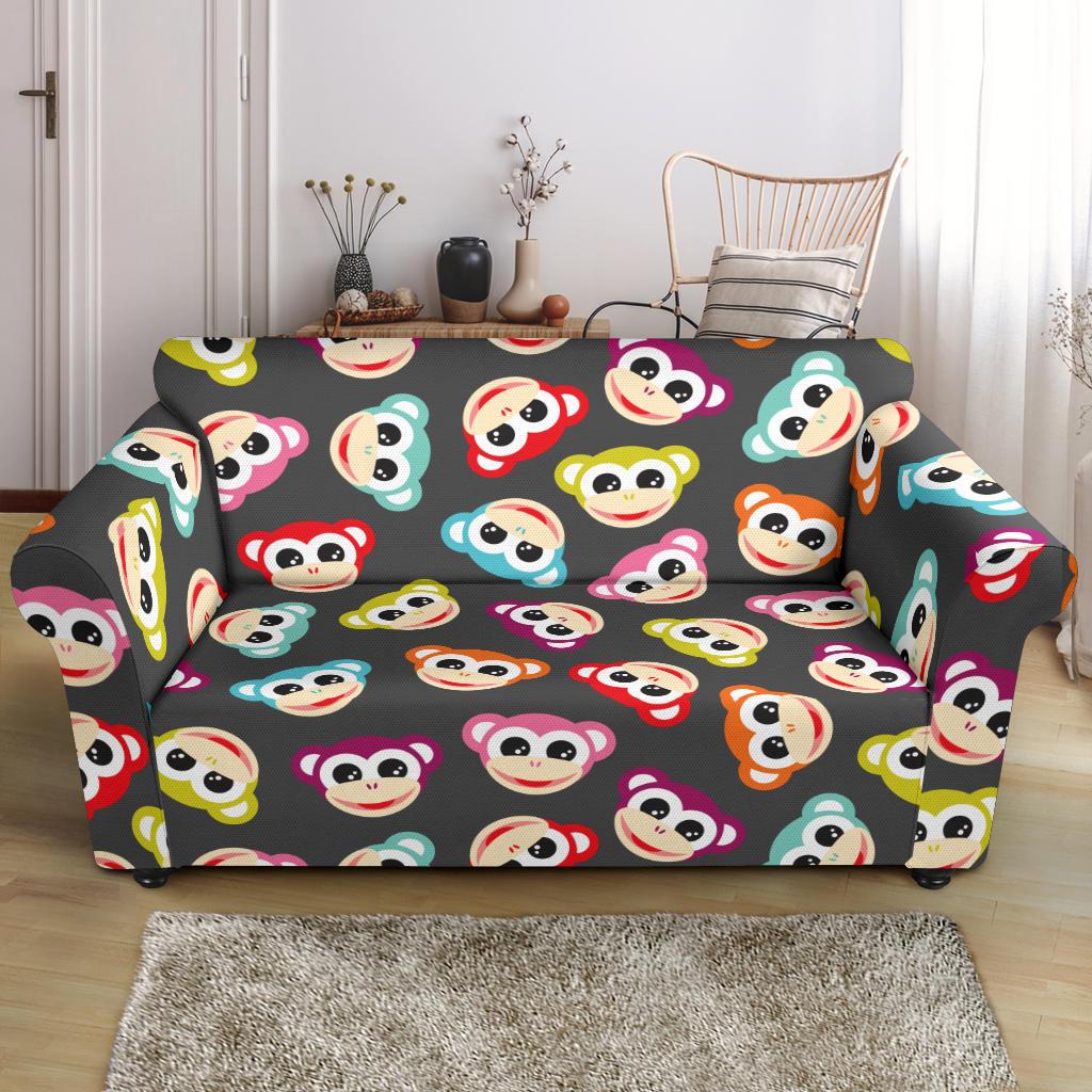 Monkey Head Design Themed Print Loveseat Slipcover-JTAMIGO.COM