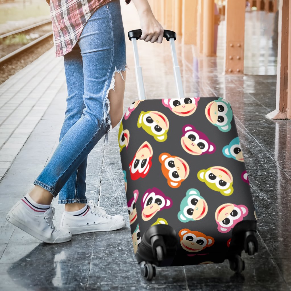 Monkey Head Design Themed Print Luggage Cover Protector