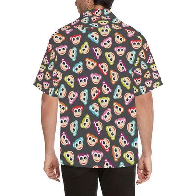 Monkey Head Design Themed Print Men Aloha Hawaiian Shirt