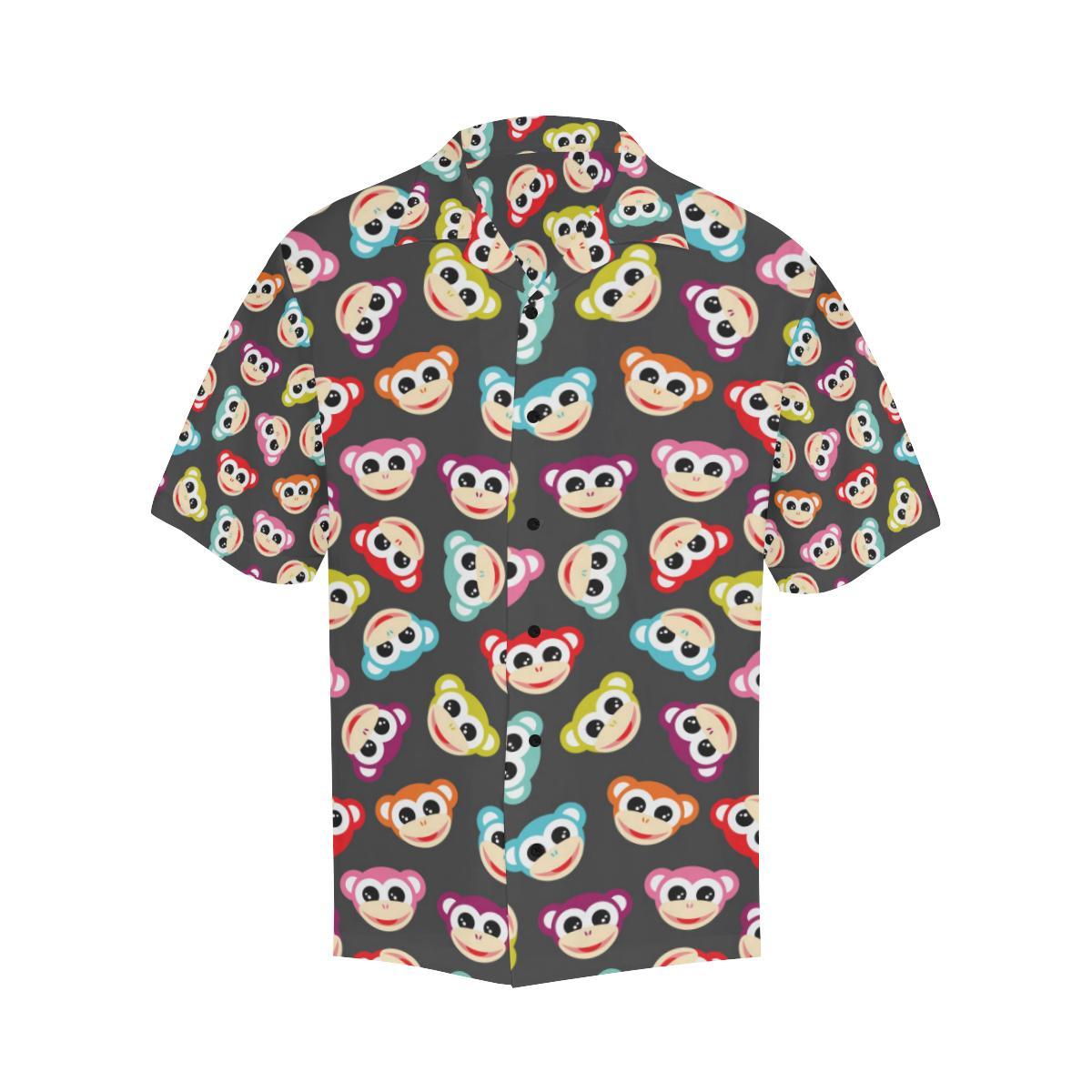Monkey Head Design Themed Print Men Aloha Hawaiian Shirt