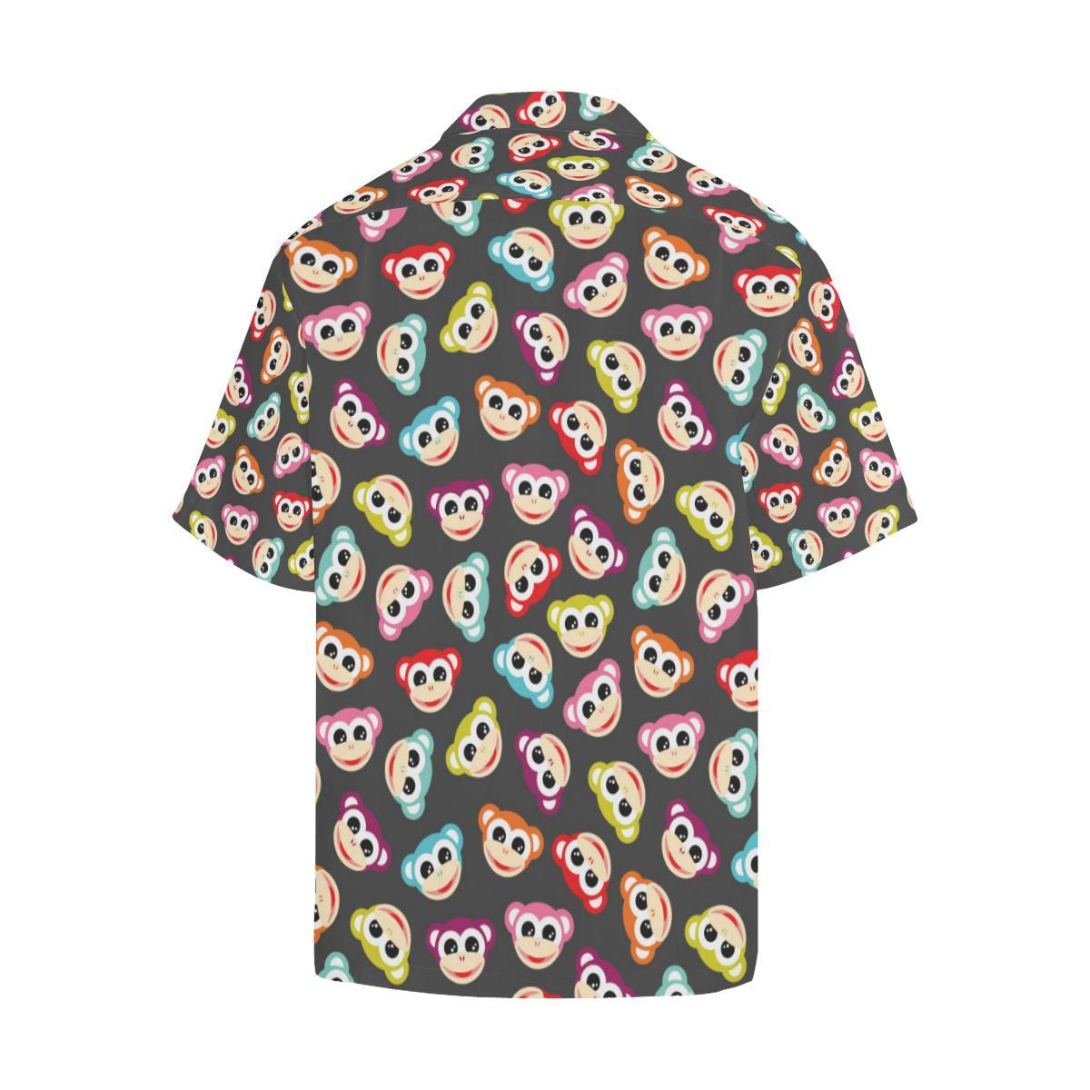 Monkey Head Design Themed Print Men Aloha Hawaiian Shirt