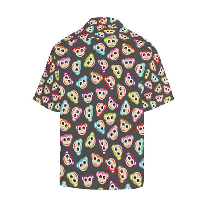 Monkey Head Design Themed Print Men Aloha Hawaiian Shirt