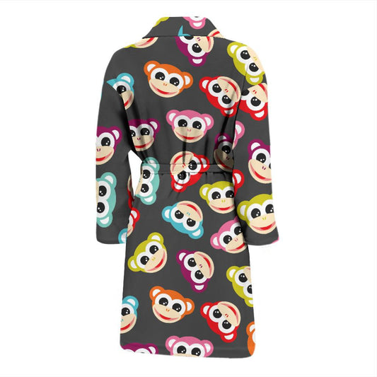 Monkey Head Design Themed Print Men Bath Robe-JTAMIGO.COM