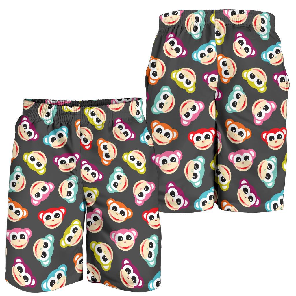 Monkey Head Design Themed Print Mens Shorts-JTAMIGO.COM