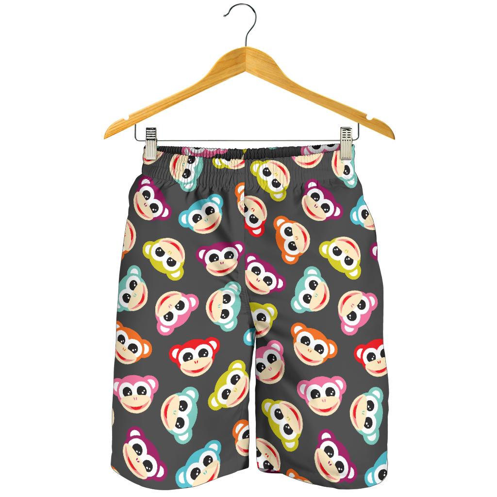 Monkey Head Design Themed Print Mens Shorts-JTAMIGO.COM