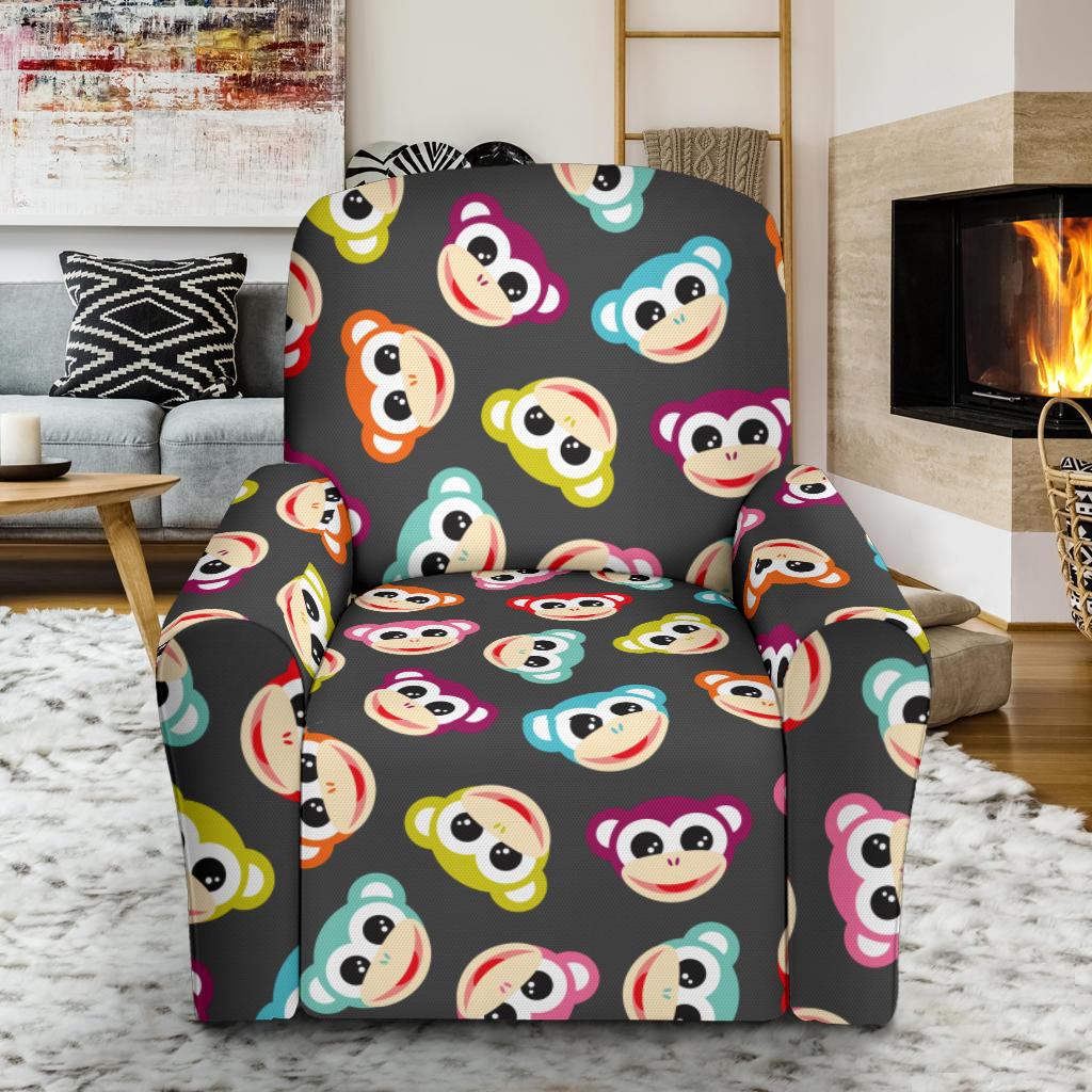 Monkey Head Design Themed Print Single Sofa Slipcover -JTAMIGO.COM